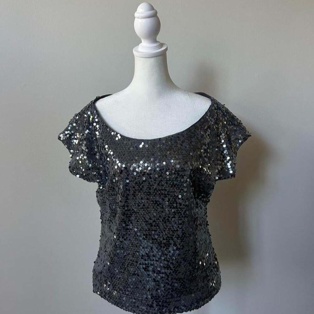 Black sequin top with short